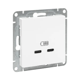 Розетка 2-м СП Эпика USB-C механизм бел. EKF UP1-SOW-2USBC