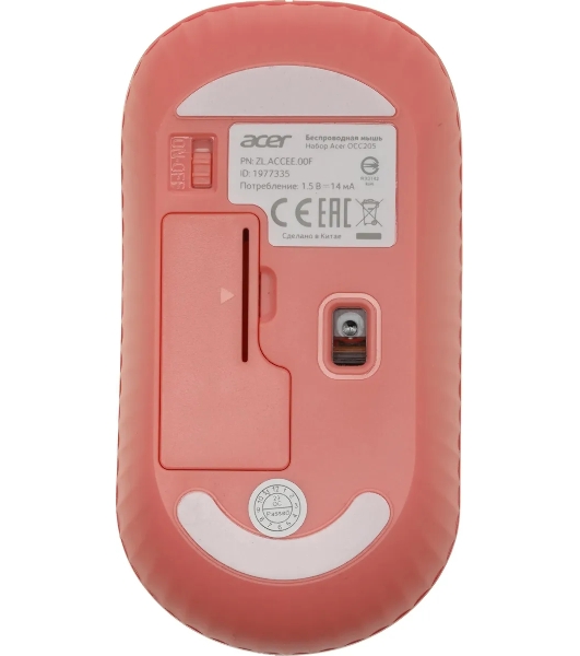 Комплект клавиатура + мышь Acer OCC205 беспроводной USB, 1200 dpi, розовый/бежевый
