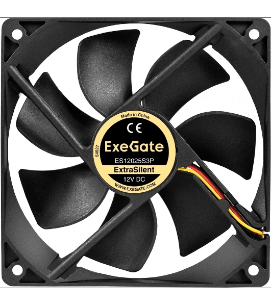 Вентилятор для корпуса ExeGate ExtraSilent ES12025S3P черный, 120 мм, 1300 об/мин, 22 дБ, 3 pin