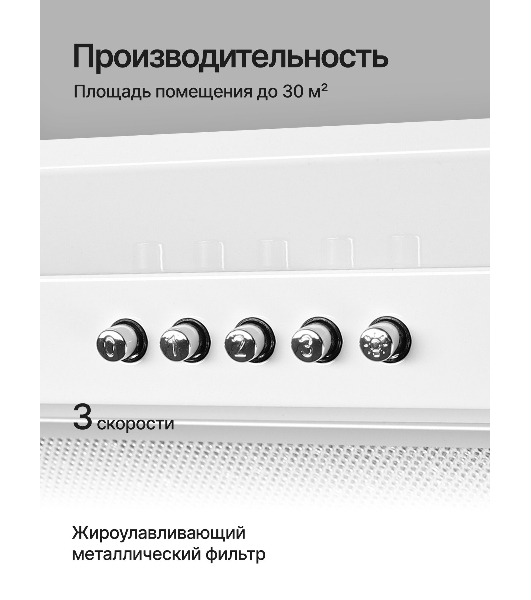 Вытяжка встраиваемая Kuppersberg Inlinea 70 WX белый/нержавеющая сталь, 70 см, 1300 куб. м/ч, 41 дБ