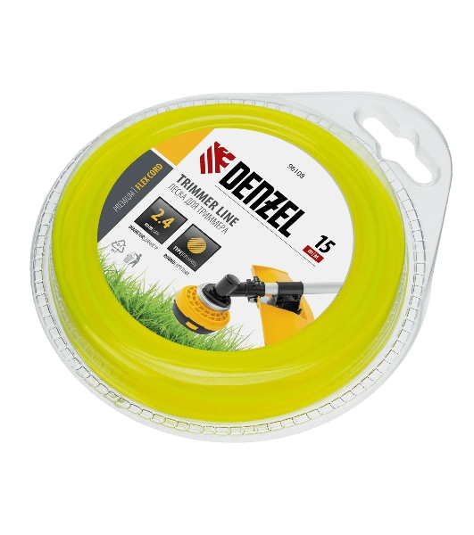 Леска для триммера Denzel FLEX CORD 96108 круглая 2,4 мм х 15 м, блистер