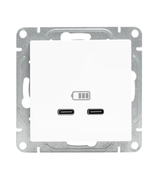Розетка 2-м СП Эпика USB-C механизм бел. EKF UP1-SOW-2USBC