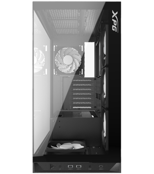 Компьютерный корпус XPG INVADER X BLACK (INVADERXMT-BKCWW) Mid-Tower Gaming ATX PC Case with Panoramic View, Tempered Glass Panels, and RGb Lighting Black