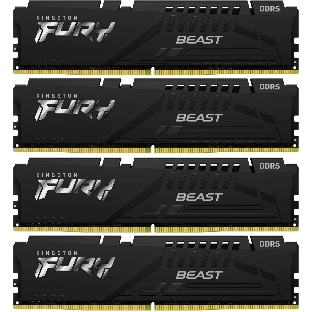 Оперативная память Kingston Fury Beast, DDR5, 128Gb (4x32Gb), 5200MHz, CL40, DIMM, радиатор, черный