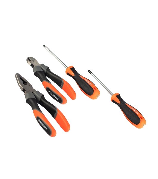 Набор инструментов Patriot 4 в 1 SPS-4: отвертки SL6*100, PH2*100, пассатижи 180мм, кусачки 160мм