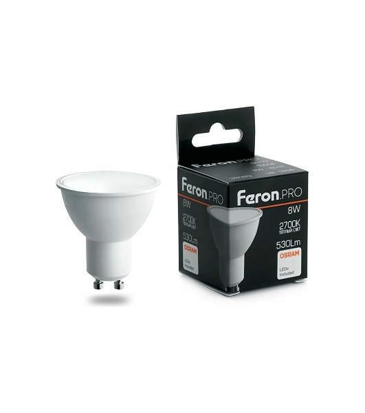 Лампа светодиодная Feron PRO LB-1608 GU10 8W 2700K