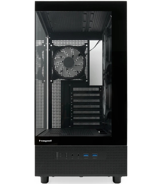 Компьютерный корпус HSPD F710, Panoramic Mid Tower, черный, TG, 0.5 SPCC, 3x120мм ARGb E-ATX, ATX, mATX, mITX 185/395/270мм 2x2.5', 1x3.5', 7xPCI 2xUSB-A 3.0 435x230x457мм