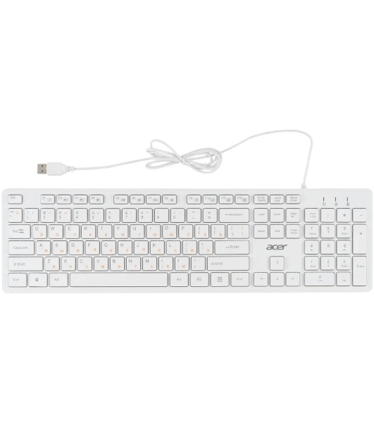Клавиатура проводная Acer OKW123, USB, белый