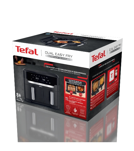 Аэрогриль Tefal Dual Easy Fry Flex EY9228E0 черный, 2700 Вт, 9 л, сенсор, 6 программ