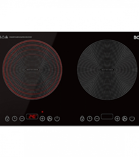 Индукционная плитка BQ HP105W Black-Silver, Мощность 3500 Вт (2000 Вт левая конфорка + 1500 Вт правая конфорка)