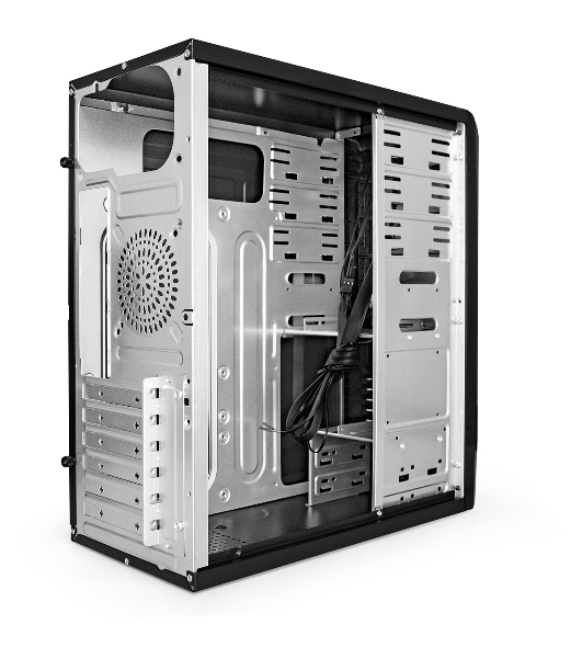 Компьютерный корпус Miditower ExeGate CP-601-UNS350 (ATX, БП UNS350 с вент. 12см, 2*USB, аудио, черный)