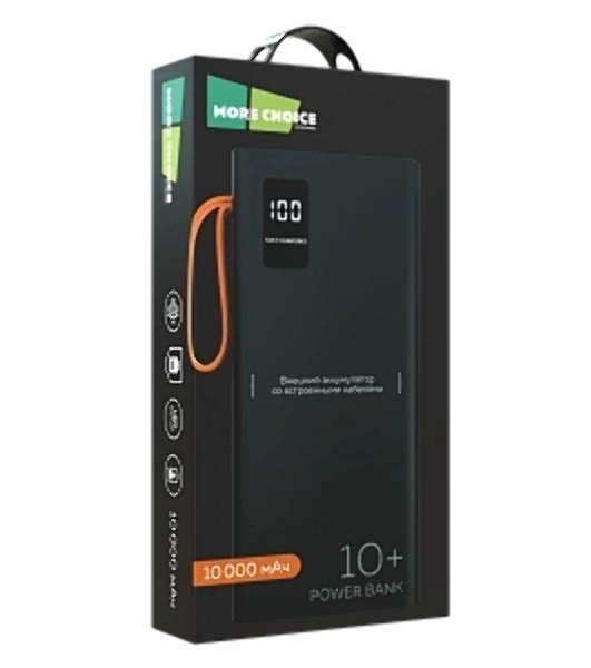 Портативный аккумулятор MORE CHOICE (4620202550538) PB22-10 с кабелем 2USB 2.1A - 10000mA черный