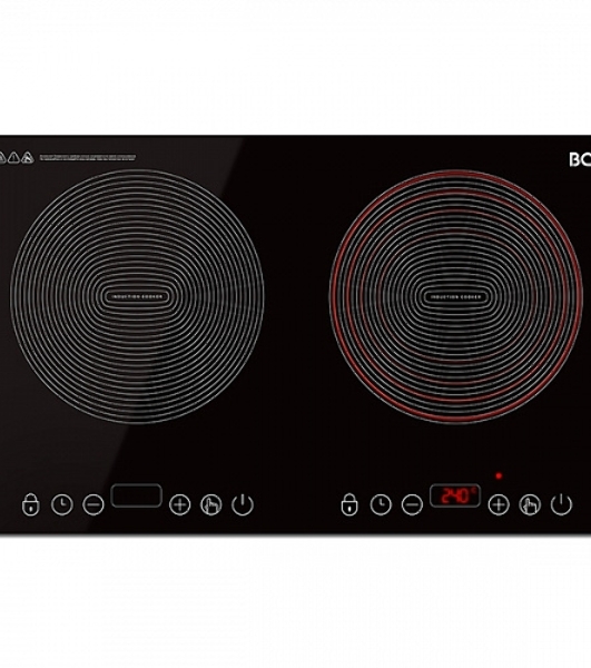 Индукционная плитка BQ HP105W Black-Silver, Мощность 3500 Вт (2000 Вт левая конфорка + 1500 Вт правая конфорка)