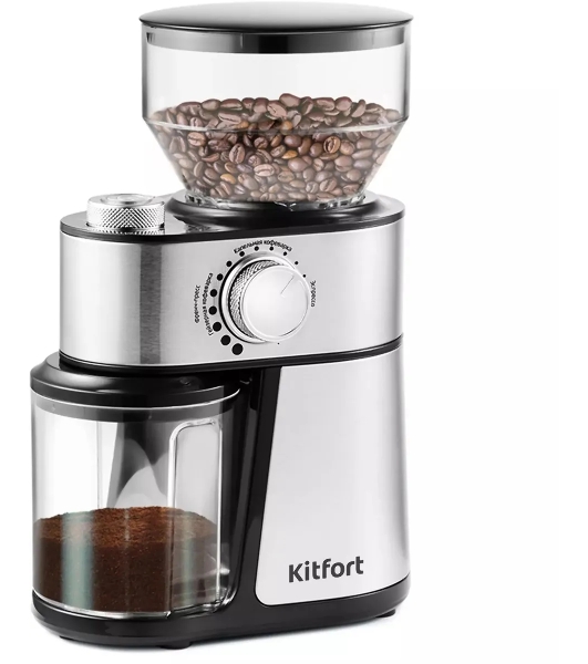 Кофемолка Kitfort КТ-717 230Вт сист.помол.:ротац.нож вместим.:100гр нержавеющая сталь/черный