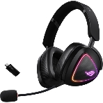 Гарнитура ASUS ROG Delta II чёрный, беспроводная + проводная, Bluetooth, подсветка, фото 1