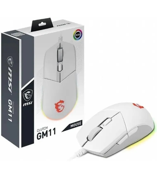 Мышь проводная MSI Clutch GM11 белый, 5000 dpi, USB, кнопки - 6
