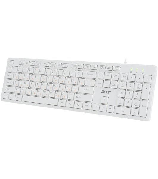 Клавиатура проводная Acer OKW123, USB, белый
