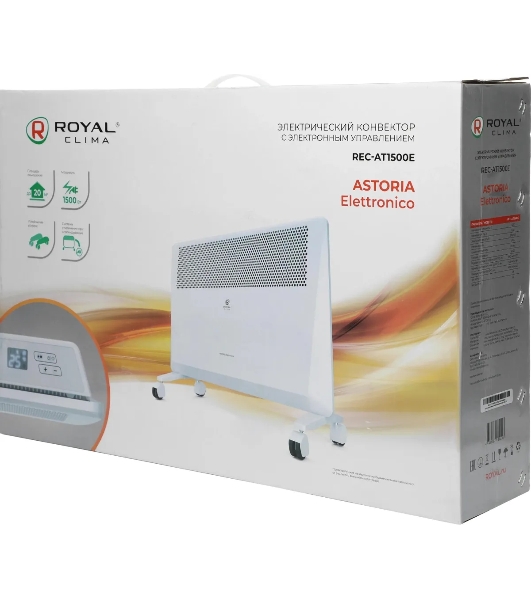 Конвектор Royal Clima Astoria Elettronico REC-AT1500E белый, 1500 Вт, 20 м2, термостат, дисплей
