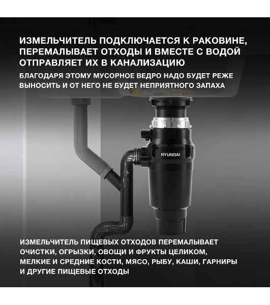 Измельчитель Hyundai HFWD 10390 390Вт черный/черный