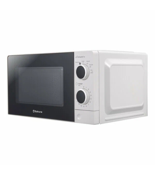 Микроволновая печь Sakura SA-7055W белый, 20 л, 700 Вт, переключатели - поворотный механизм