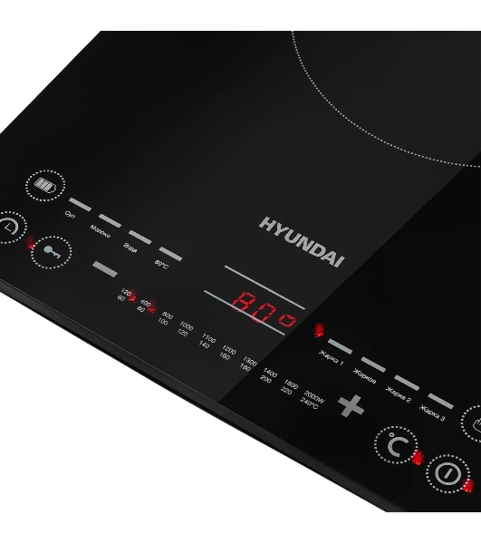 Плита настольная индукционная Hyundai HYC-0110 черный/серебристый закаленное стекло (настольная)