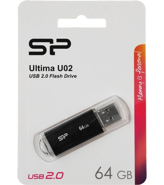 Флешка USB Silicon Power R/W 64Gb Ultima U02 SP064GbUF2U02V1K USB 2.0 черный