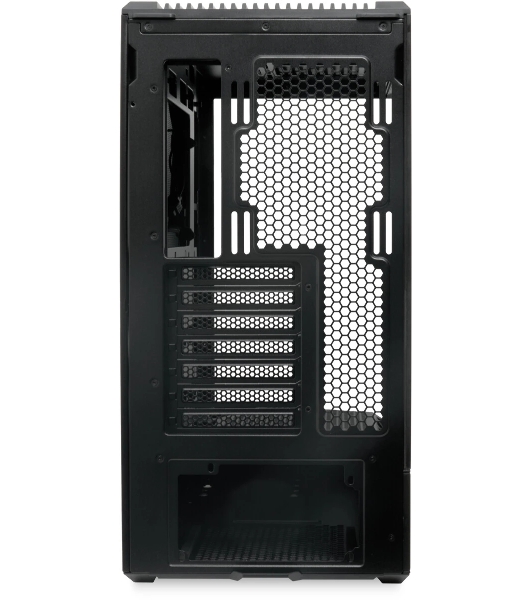 Компьютерный корпус без блока питания HSPD F711-TGbK, Panoramic Full Tower, Black, TG, 0.7 SPCC, no fans ATX, mATX, mITX 190/420/280мм 2x2.5', 2x3.5', 7xPCI 1xUSB-A 3.0, 1xUSB-C 445x235x475мм