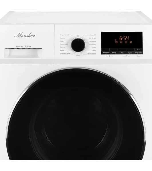 Стиральная машина Monsher MWDM 665 Blanc белый, загрузка фронтальная 10.5 кг, 1400 об/мин, класс A