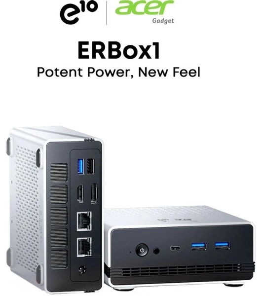 Неттоп Acer Gadget E10 ERBox 1 Ryzen 7 6800H (3.2) 16Gb SSD512Gb 680M Windows 11 Pro 2xGbitEth WiFi BT 120W черный/белый