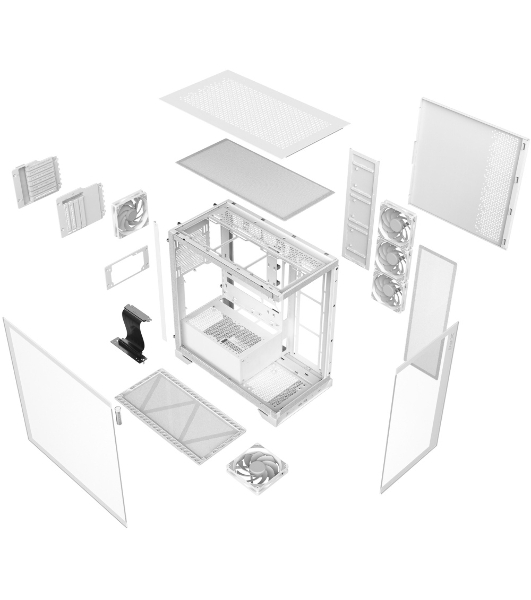 Компьютерный корпус XPG INVADER X WHITE (INVADERXMT-WHCWW) Mid-Tower Gaming ATX PC Case with Panoramic View, Tempered Glass Panels, and RGb Lighting Black