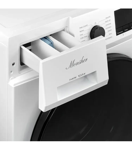 Стиральная машина Monsher MWDM 665 Blanc белый, загрузка фронтальная 10.5 кг, 1400 об/мин, класс A