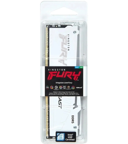 Оперативная память Kingston Fury Beast, DDR5, 32Gb (1x32GB), 5600MHz, CL36, DIMM, радиатор, RGB, белый