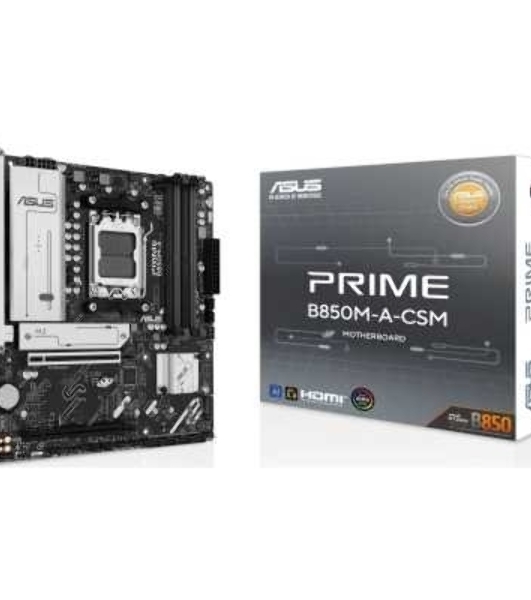 Материнская плата ASUS PRIME B850M-A-CSM, AM5, AMD B850, 4xDDR5, 4xSATA, 3xM.2, 1xPCIe 5.0 x16, 1xPCIe 4.0 x4, 2xDP, 1xHDMI, 1x2.5Gb LAN, 2xUSB-A 10Gbps, 2xUSB-A 5Gbps, 4xUSB-A 2.0, 3x3.5 мм, 7.1, mATX