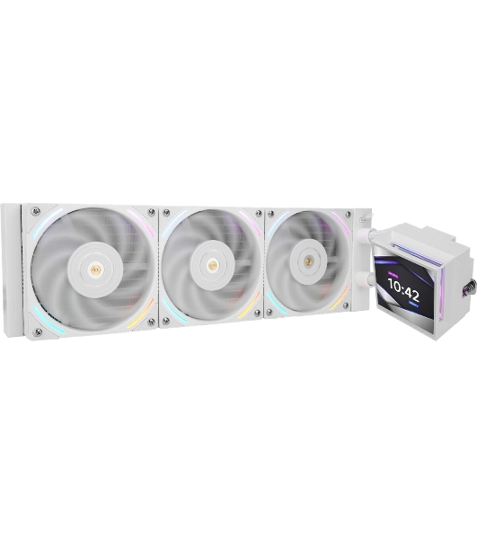 Водяное охлаждение для процессора Thermalright Hyper Vision 360 (360mm, LED, White, ARGB/Fans: 3x120mm, 69CFM, 27dBA, 2150RPM/Pump height 68mm, 6400RPM, Rad thickness 27mm/S: 1700, 1200, 1851, 115X, 2011, 2066, AM5, AM4)
