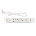 Бытовой удлинитель PowerCube, 4 р с/з вык., 3USB, 3500 Вт, 16А, 1.9 м, 3x1,0 (белый) PC-6-2M, фото 1