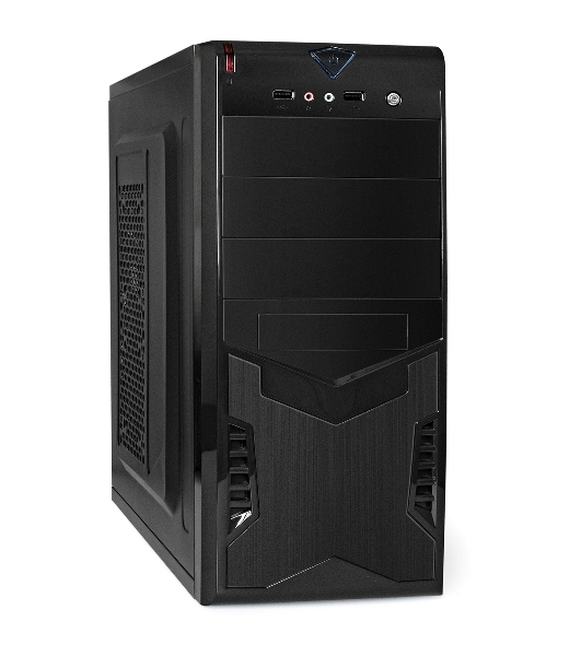 Компьютерный корпус Miditower ExeGate CP-601-UNS400 (ATX, БП UNS400 с вент. 12см, 2*USB, аудио, черный)
