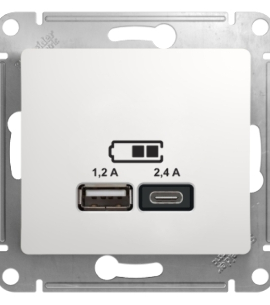 Розетка USB Schneider Electric Glossa GSL000139 скрыт. IP20 белый (упак.:1шт)