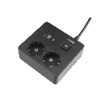 Бытовой удлинитель PowerCube, 2 р с/з вык.,3USB, 3500 Вт, 16А, 1.9 м, 3x1,0 черный квадрат PC-1B-2M, фото 1