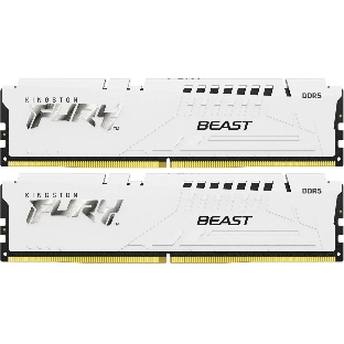 Оперативная память Kingston Fury Beast, DDR5, 32Gb (2x16Gb), 5600MHz, CL40, DIMM, с радиатором, белый