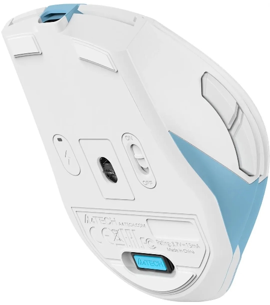 Мышь беспроводная A4Tech Fstyler FG45CS Air2 голубой/белый, 2000 dpi, радиоканал, USB, кнопки - 7
