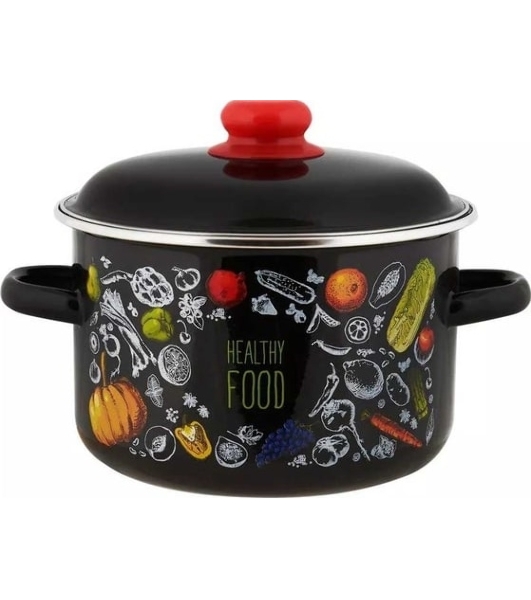 Кастрюля Appetite 1RD221М Healthy food с крышкой, эмалированная сталь 5,5 л