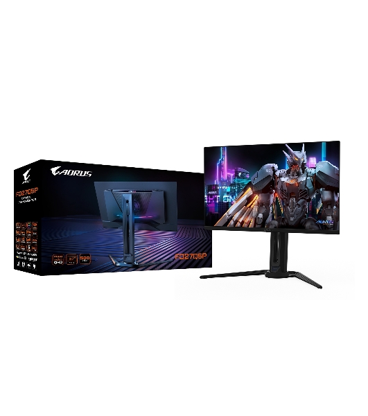 Монитор 27' Gigabyte AORUS FO27Q5P EK QD-OLED 2560x1440, 500 Гц, 0.03 мс, 16:9, 300 кд/м² (пиковая 1000 кд/м²), DisplayHDR True Black 500, HDMI 2.1, DP 2.1, MiniDP 2.1, USB-C (18 Вт), USB Hub (3x USB 3.2), 3.5 Jack, динамики (2x5 Вт), черный