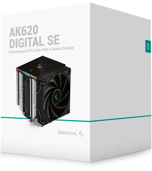 Кулер для процессора DEEPCOOL AK620 DIGITAL SE LGA20XX/1700/1200/115X/AM5/AM4 (9шт/кор, TDP 260W, PWM, DUAL Fan 120мм, 6 тепл. трубок, ARGb, черный) RET (R-AK620-BKADMN-GJD)