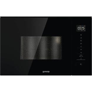 Встраиваемая микроволновая печь Gorenje BM201SG3BG, 20 л, 5 уровней мощности, 8 автопрограмм, сенсорное управление, дисплей, гриль, поворотный стол, AquaClean, автоменю черный