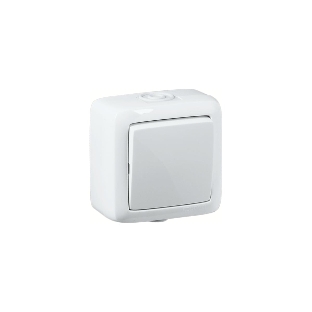 Выключатель одноклавишный наружный белый IP44 10А