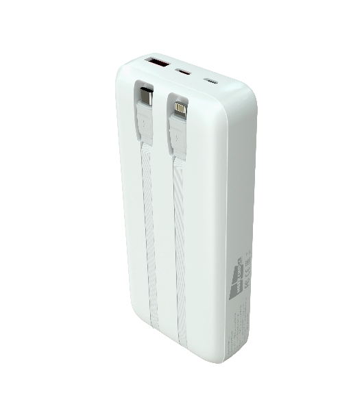 Портативный аккумулятор More choice (4620202550613) PB55-20 с кабелем 1USB 3.0A 22.5W PD - 20000mAh белый