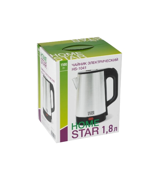 Чайник электрический Homestar HS-1041 1.8 л, 1500 Вт, нержавейка, стальной/черный