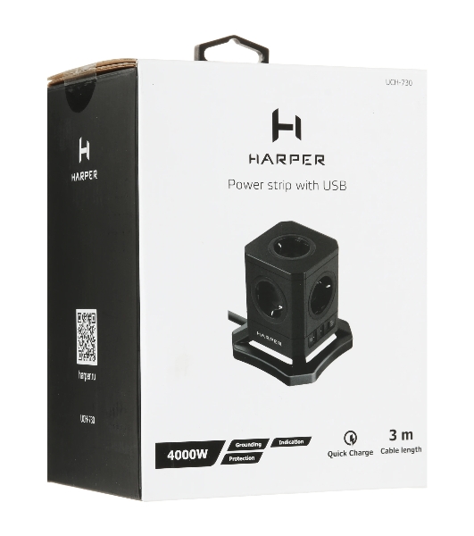 Сетевой фильтр HARPER UCH-730 Black PD3.0