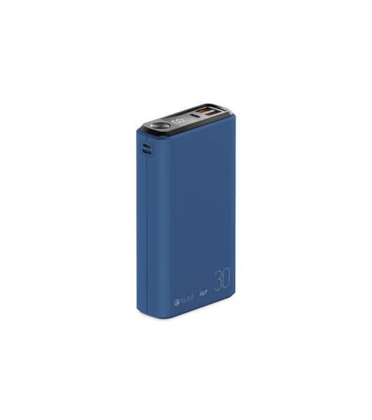 Портативный аккумулятор OLMIO QS-30, 30000mAh, 22.5W, QuickCharge3.0/PowerDelivery, LCD, темно-синий