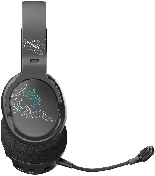 Гарнитура Bloody GR370 черный, беспроводная + проводная, Bluetooth, до 45 ч, подсветка